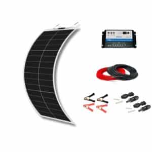 Εύκαμπτος ηλιακός φορτιστής μπαταρίας 100W - 12V - 5,4A με Ρυθμιστή Φόρτισης 10Α για 2 Μπαταρίες και Κροκοδειλάκια