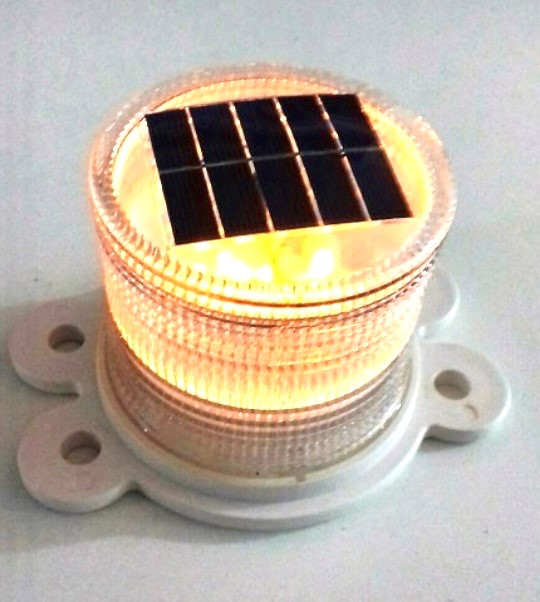 Ηλιακός Φωτοσημαντήρας 8 LED, Στεγανός , Κίτρινος Σταθερός
