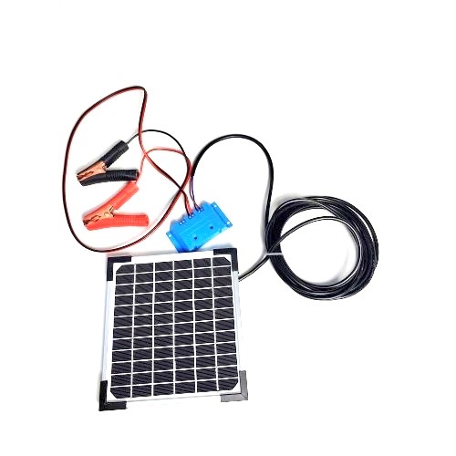 Ηλιακός Φορτιστής Μπαταρίας 5W - 12V - 0,3A με καλώδιο 4μ., Ρυθμιστή Φόρτισης 5Α και Κροκοδειλάκια