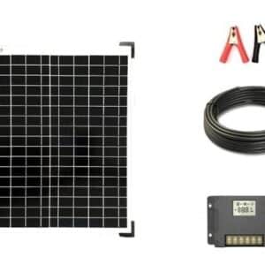 Ηλιακός Φορτιστής Μπαταρίας 20W - 24V με Ρυθμιστή Φόρτισης 10Α, έξοδο USB και Κροκοδειλάκια